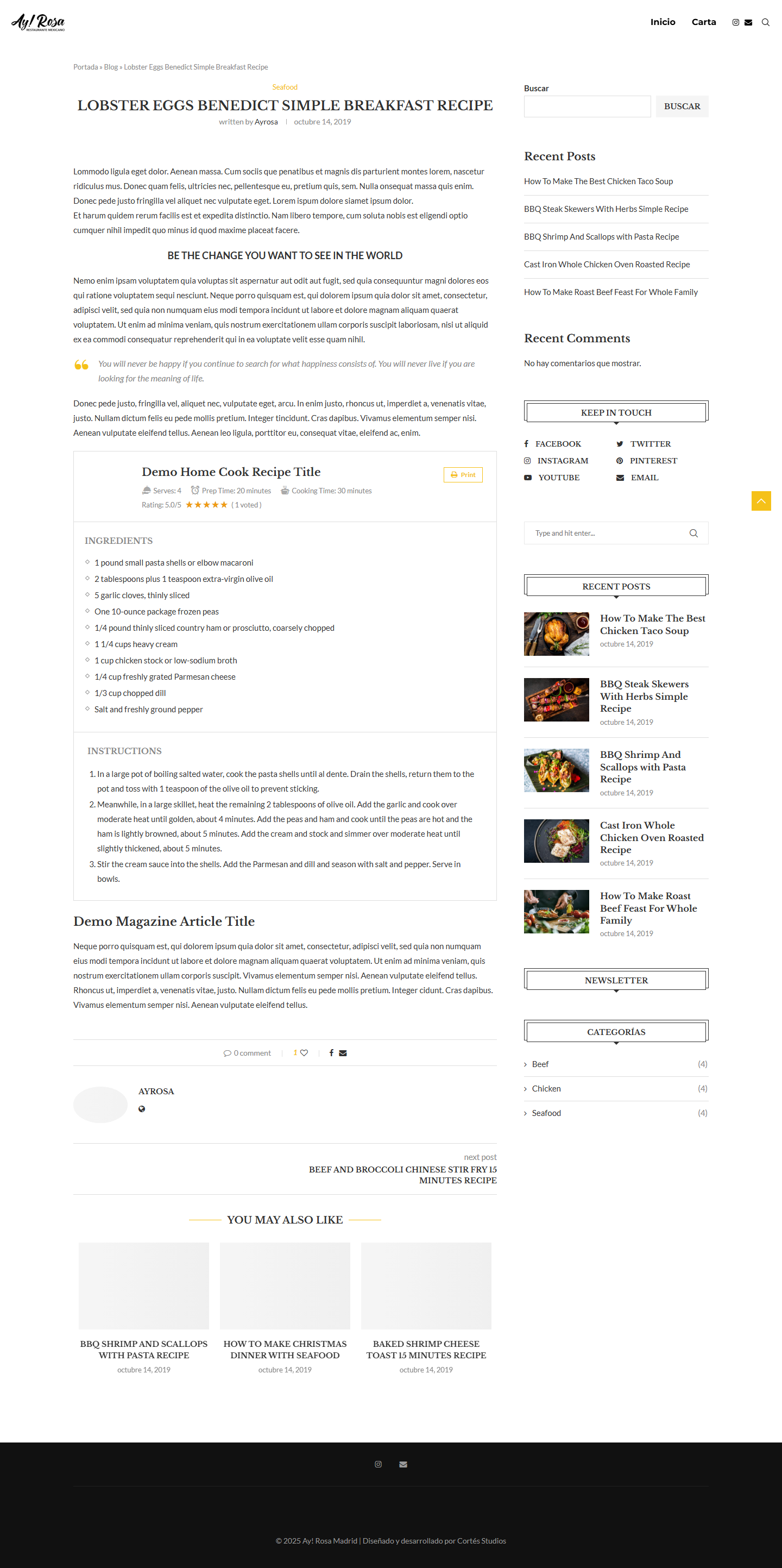 Una de las 12 recetas de prueba publicadas en su web.