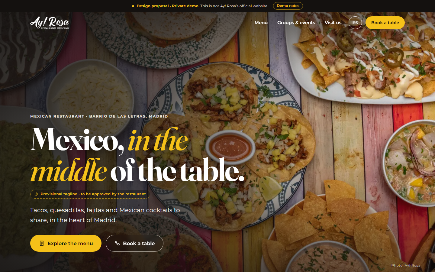Nueva web: Recetas de prueba en inglés y una carta en inglés que no existe